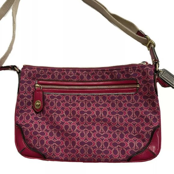 Coach Poppy Pink Signature East West Swingpack Magenta Crossbody Purse - Picture 3 of 9